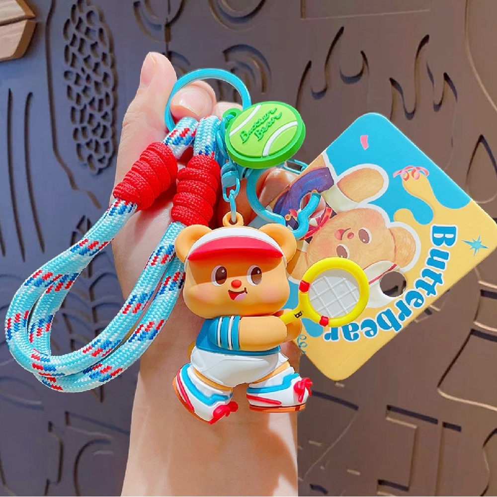 Butter Bear Keychain Pendant Cute Fashion Doll Creative Car Keychain Tennis